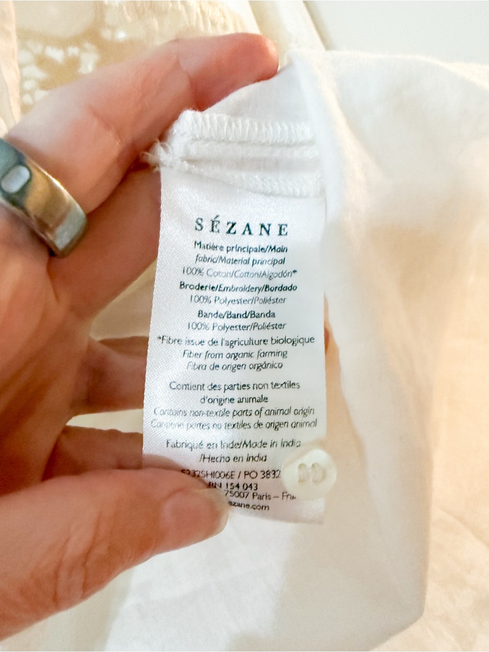 Sezane Rym Shirt Blouse Ecru White Embroidered Size 36 US 4 - Picture 6 of 11